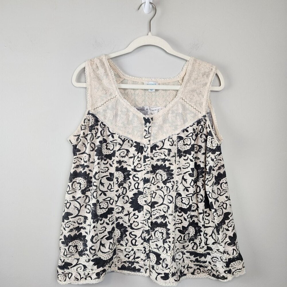 Sundance sz M women summer cotton tank top lace details